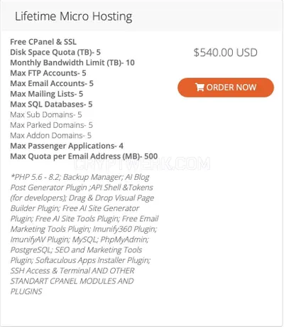 Lifetime Micro Hosting