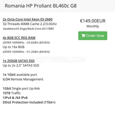 Romania HP Proliant BL460c G8