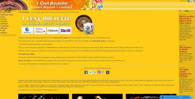 1 Cent Roulette website