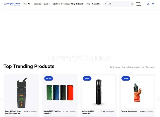 A Vapor Shop website