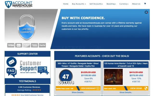 Accountwarehouse website