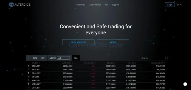 Alterdice website