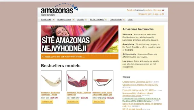 Amazonasonline.cz website