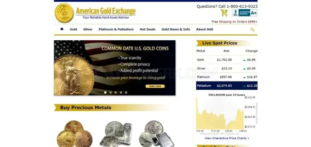 American Gold Exchange website