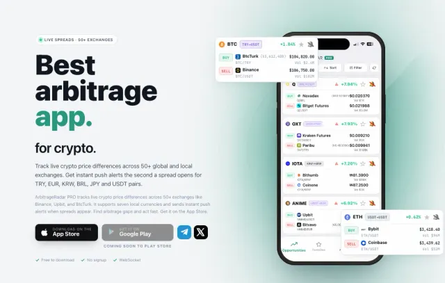 Arbitrage Radar PRO website