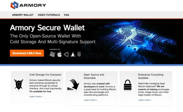 Armory Wallet website
