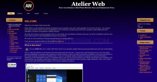 AtelierWeb Software website