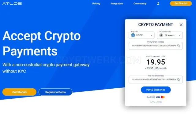 ATLOS Crypto Payments website