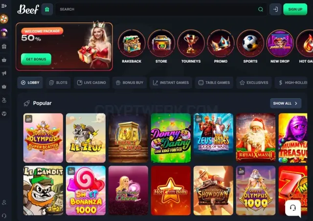 BeefCasino website