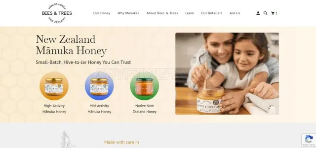 Bees & Trees Manuka Honey website