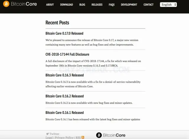 Bitcoin Core Client website