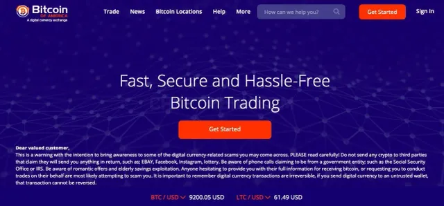 Bitcoin of America website