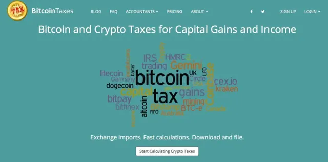 Bitcoin.Tax website