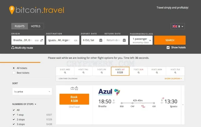 Bitcoin travel website