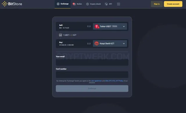 BitStore website