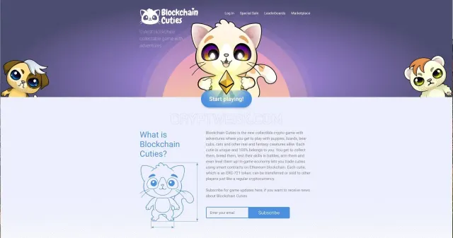 Blockchain Cuties website