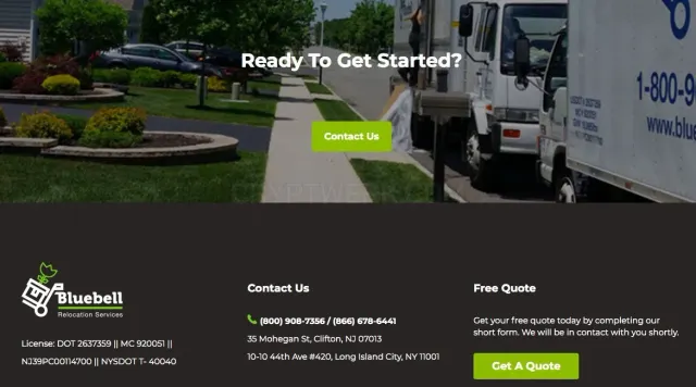 Bluebell Relocation Services website