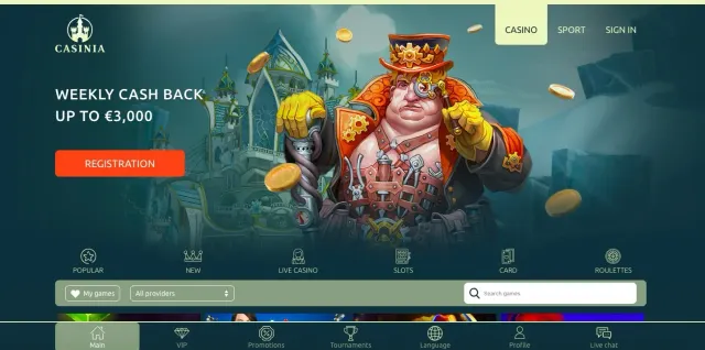 Casinia Casino website