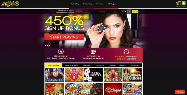 Club Player Casino website