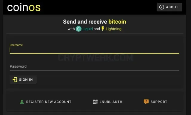 Coinos Wallet website
