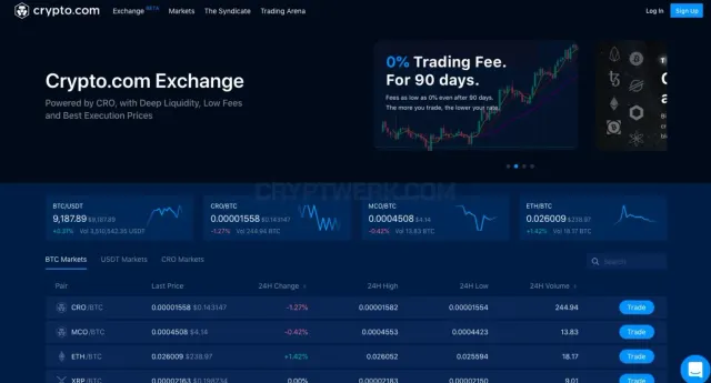 Crypto.com Exchange website