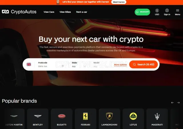 CryptoAutos website