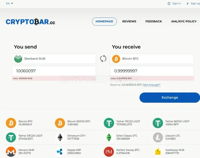 CryptoBar website