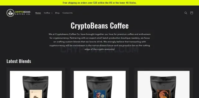 CryptoBeans Coffee website