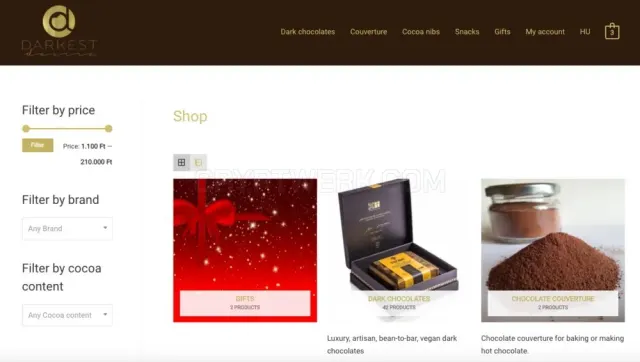 Dark Chocolates website