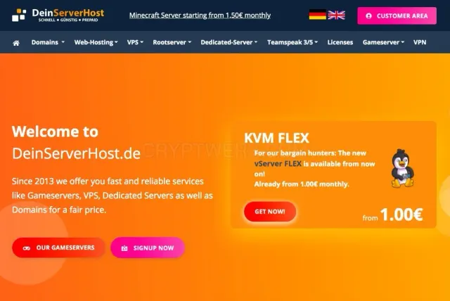 Deinserverhost website