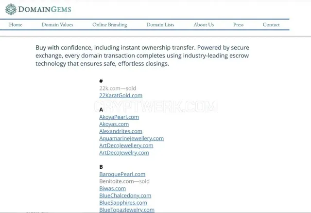 DomainGems website