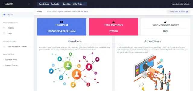 EarnSato website