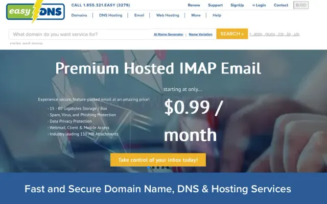 EasyDNS website