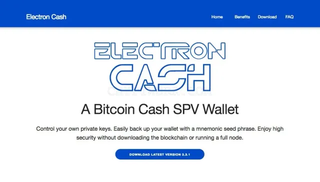 Electron Cash Wallet website
