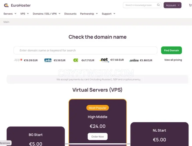 EuroHoster website