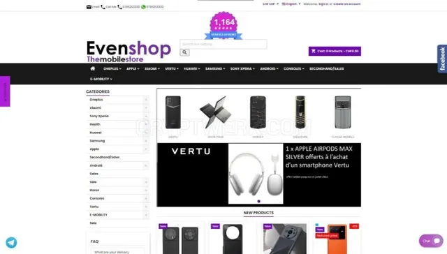 Evenshop website