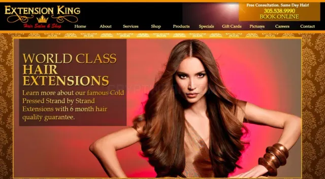 Extension King Hair Salon & Shop website