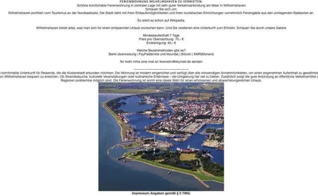 Ferienwohnung Wilhelmshaven website