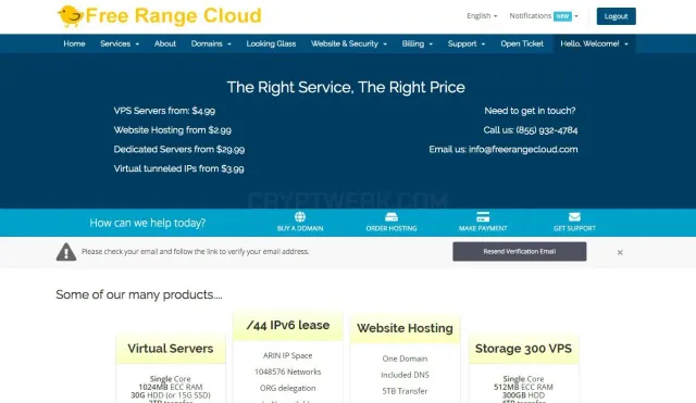 Free Range Cloud Hosting Inc website