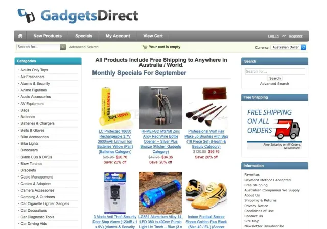 Gadgets Direct website