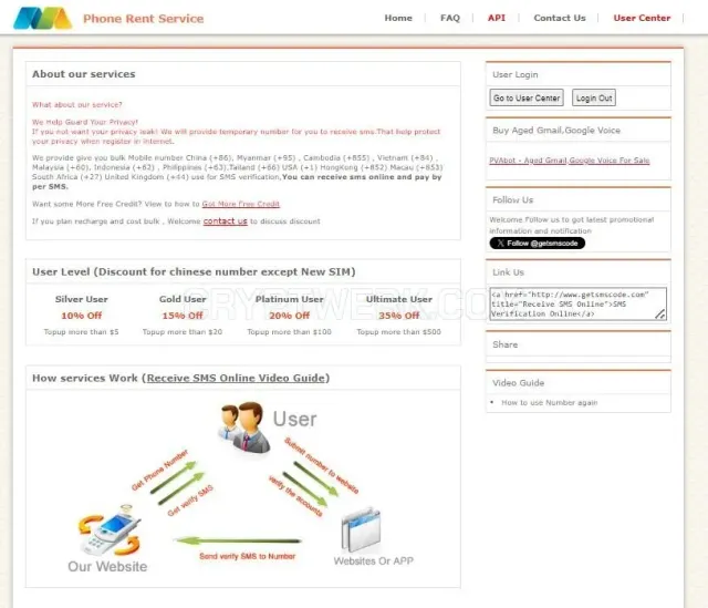 Getsmscode website