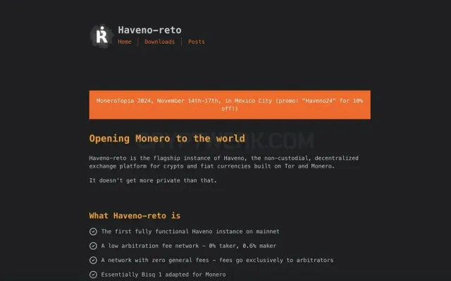 Haveno-reto website