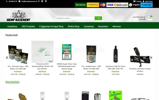 hempbasement.ch website