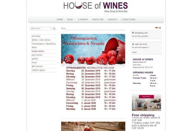 Houseofwines.ch website