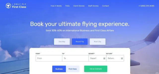 I Only Fly First Class website