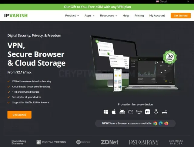 IPVanish VPN website