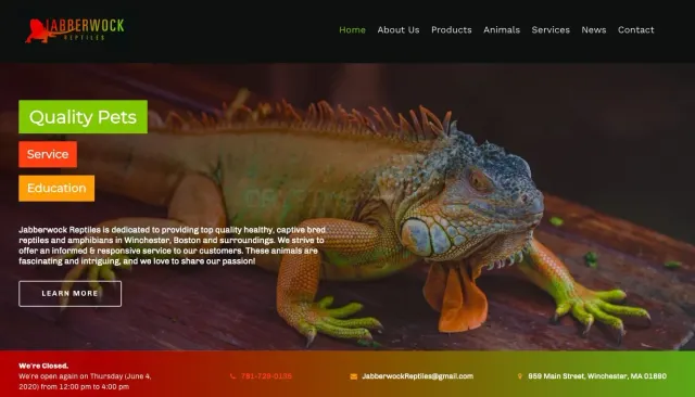 Jabberwock Reptiles website