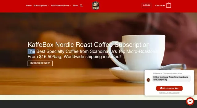 KaffeBox – Nordic roast specialty coffee subscription website