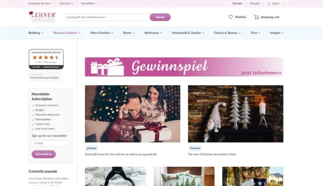 Lehner-versand.ch website