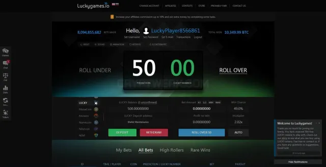 Luckygames website